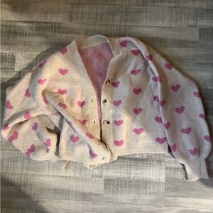 Charming Pink Heart Women's Cardigan